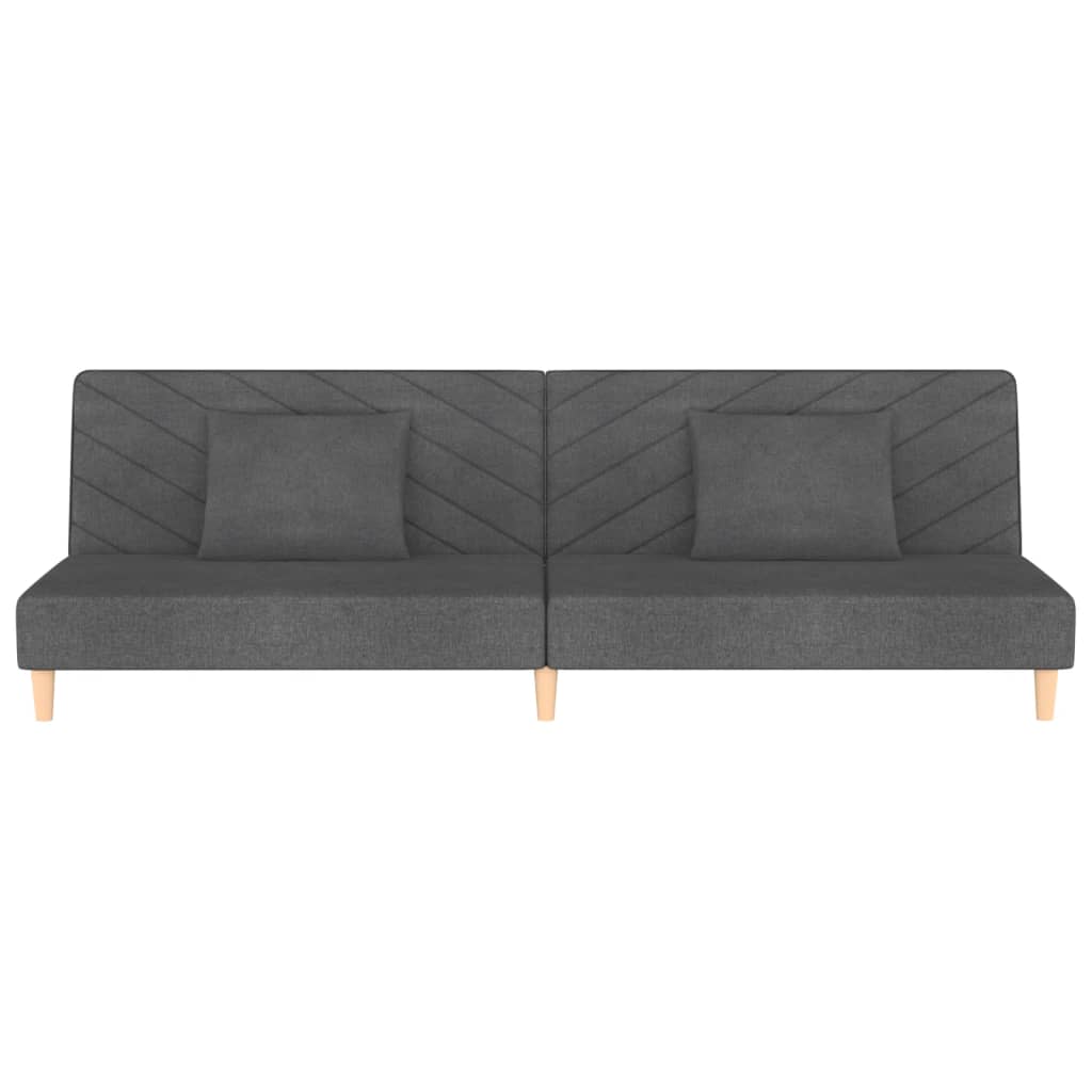 vidaXL Schlafsofa 2-Sitzer mit 2 Kissen Dunkelgrau Stoff