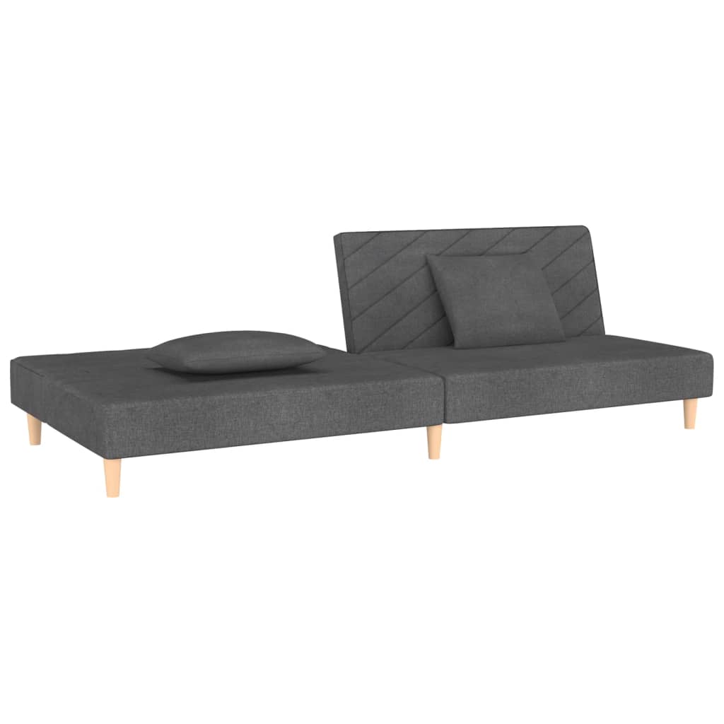 vidaXL Schlafsofa 2-Sitzer mit 2 Kissen Dunkelgrau Stoff