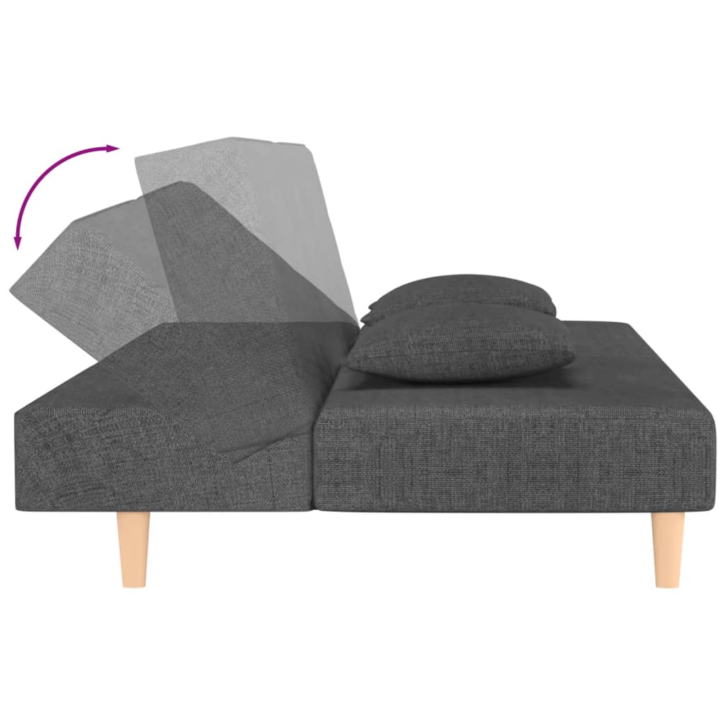 vidaXL Schlafsofa 2-Sitzer mit 2 Kissen Dunkelgrau Stoff