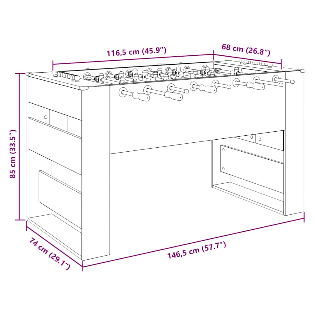 vidaXL Fußballtisch 2 pcs Weiß 146,5 x 74 x 85 cm Holzwerkstoff