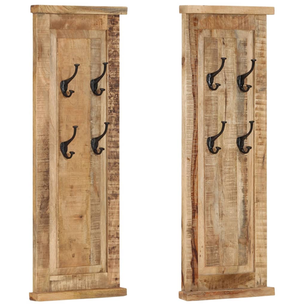 vidaXL Wandgarderobe 2 Stk. Altholz Massiv 38x100 cm