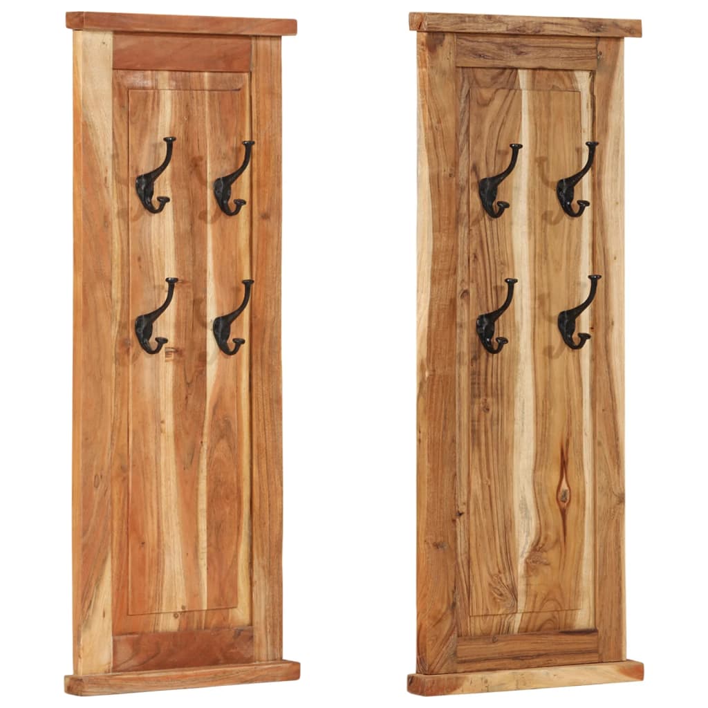 vidaXL Wandgarderobe 2 Stk. Altholz Massiv 38x100 cm