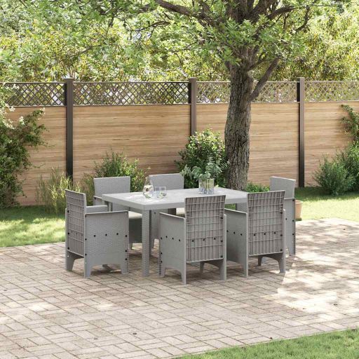 vidaXL Garten Essgruppe 7 pcs Anthrazit Polt Rattan