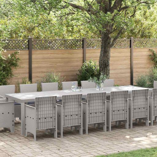vidaXL Garten Essgruppe 15 pcs Anthrazit Polt Rattan