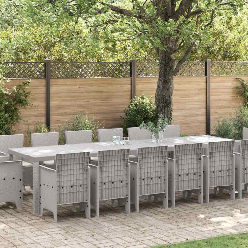 vidaXL Garten Essgruppe 15 pcs Anthrazit Polt Rattan