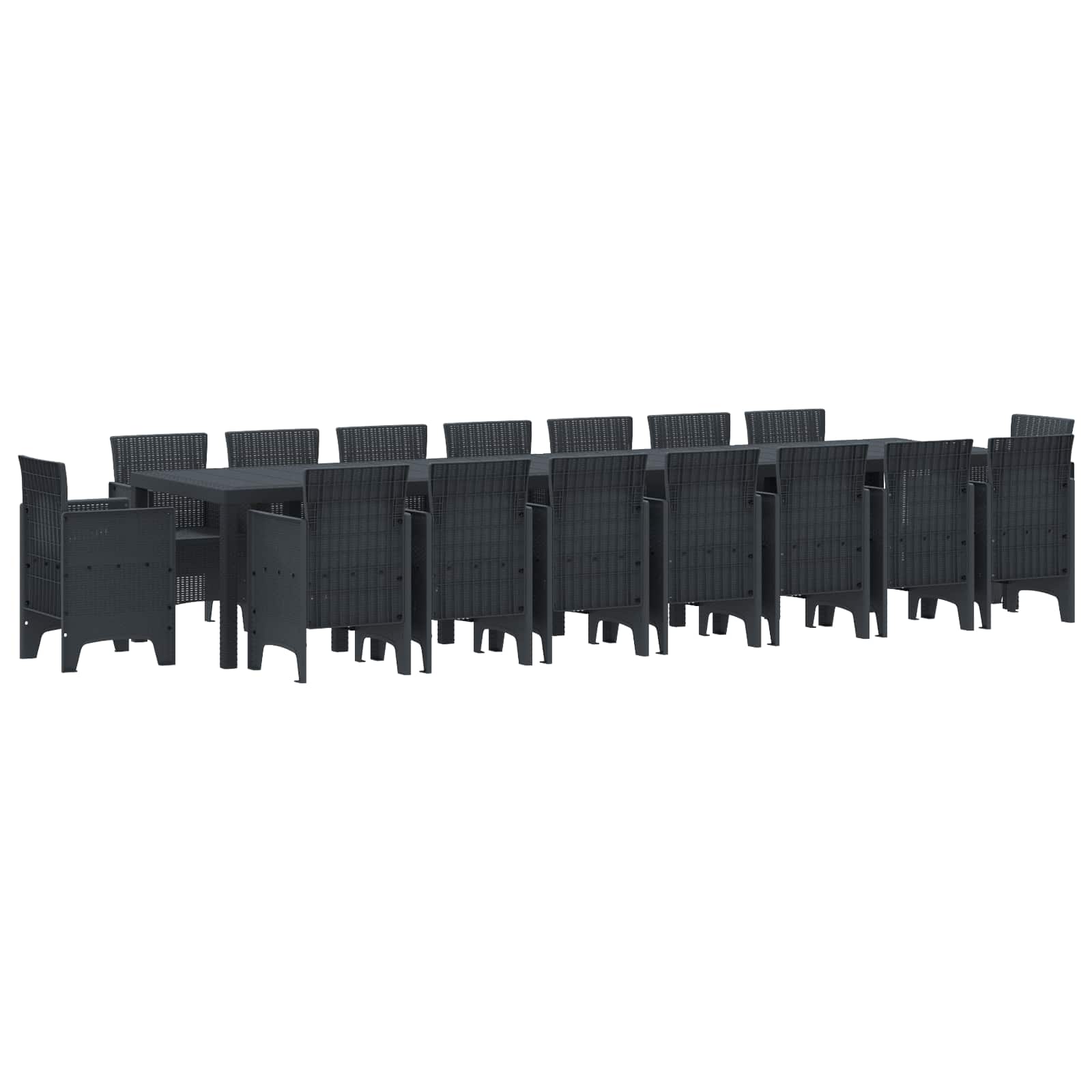 vidaXL Garten-Esszimmergarnitur mit Kissen 17 pcs Anthrazit PP