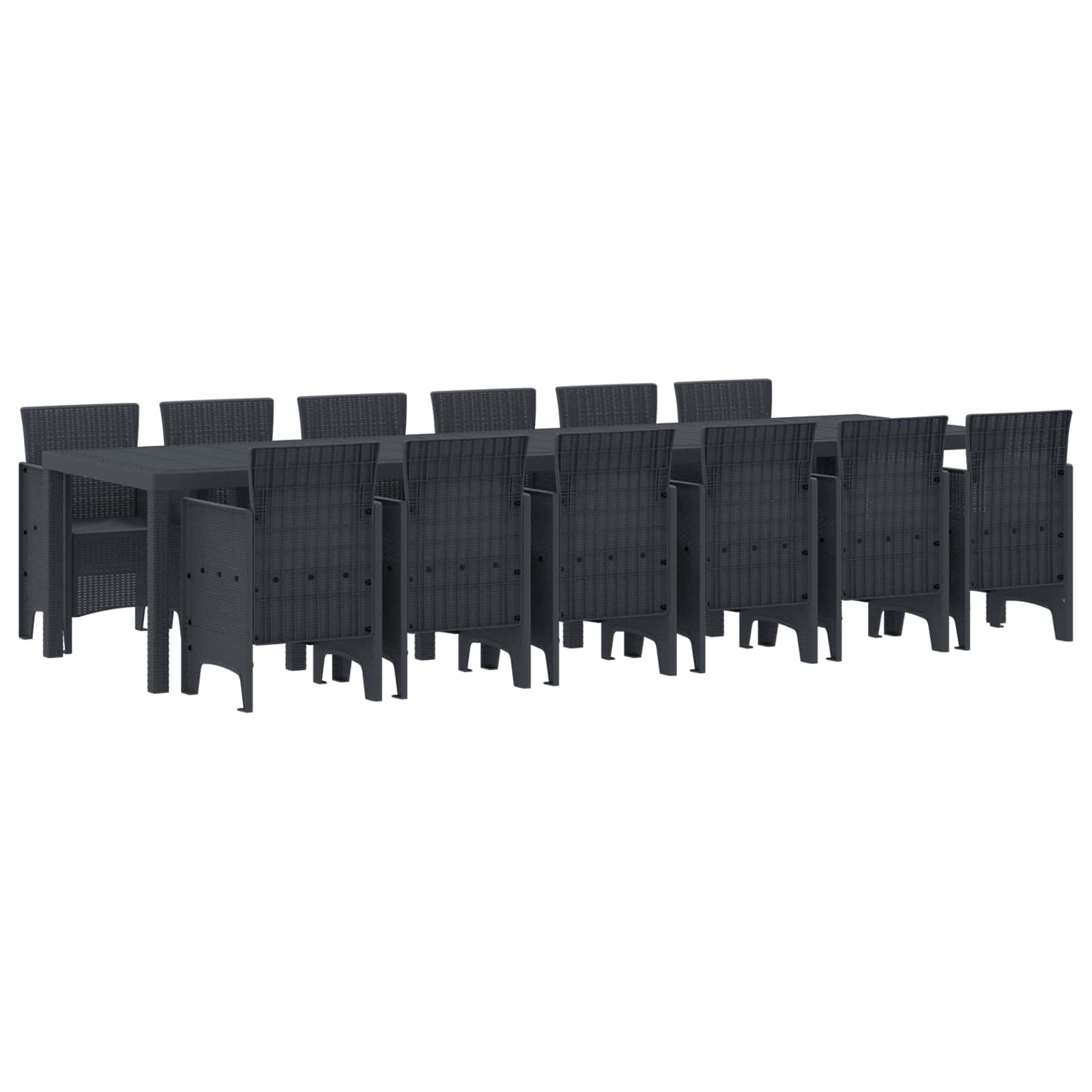 vidaXL Garten Essgruppe 15 pcs Anthrazit Polt Rattan