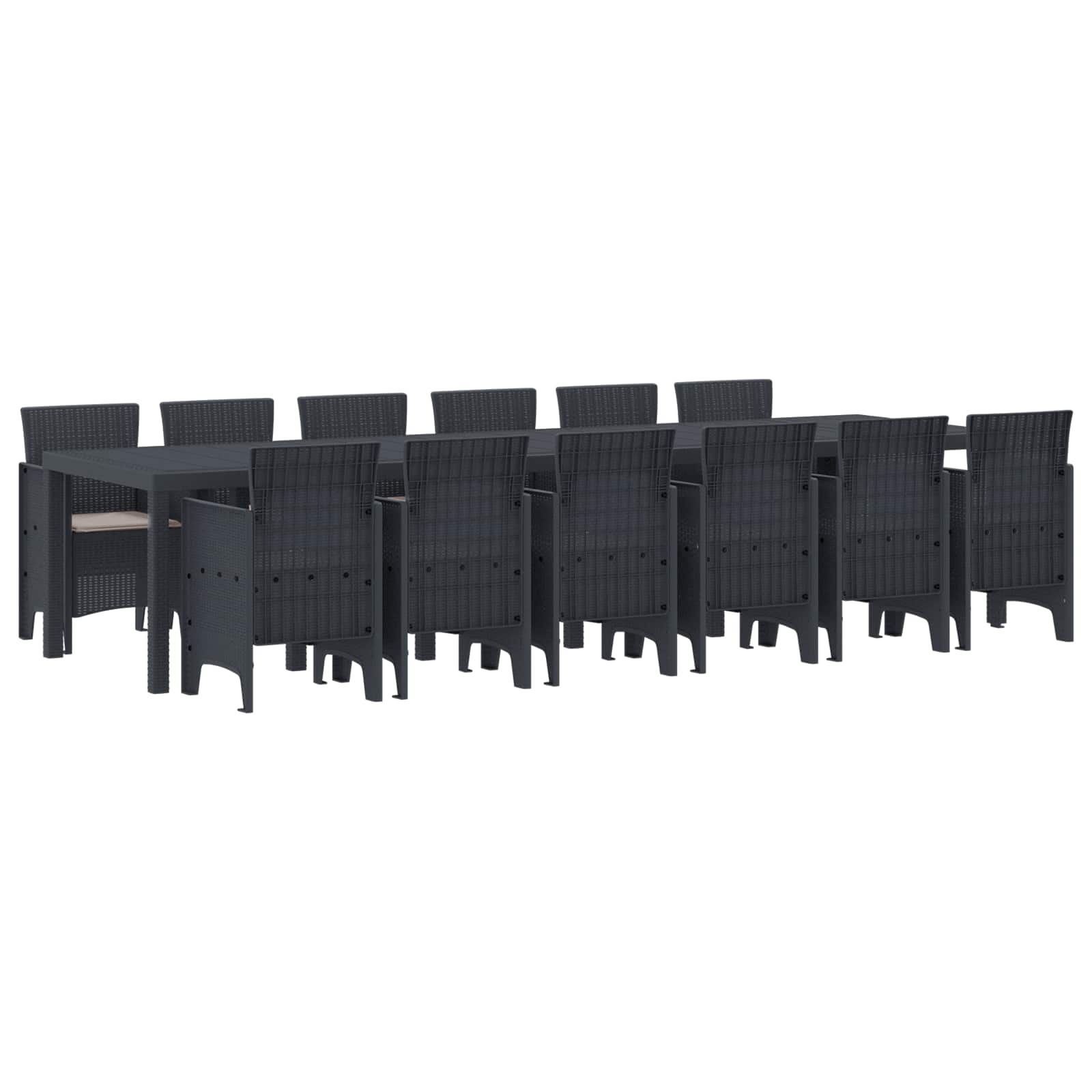 vidaXL Garten Essgruppe 15 pcs Anthrazit Polt Rattan