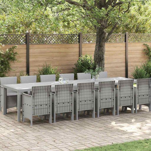 vidaXL Garten Essgruppe 15 pcs Anthrazit Polt Rattan