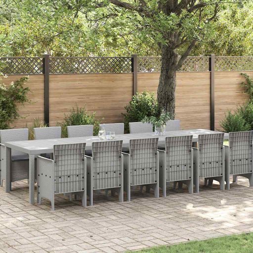 vidaXL Garten Essgruppe 15 pcs Anthrazit Polt Rattan