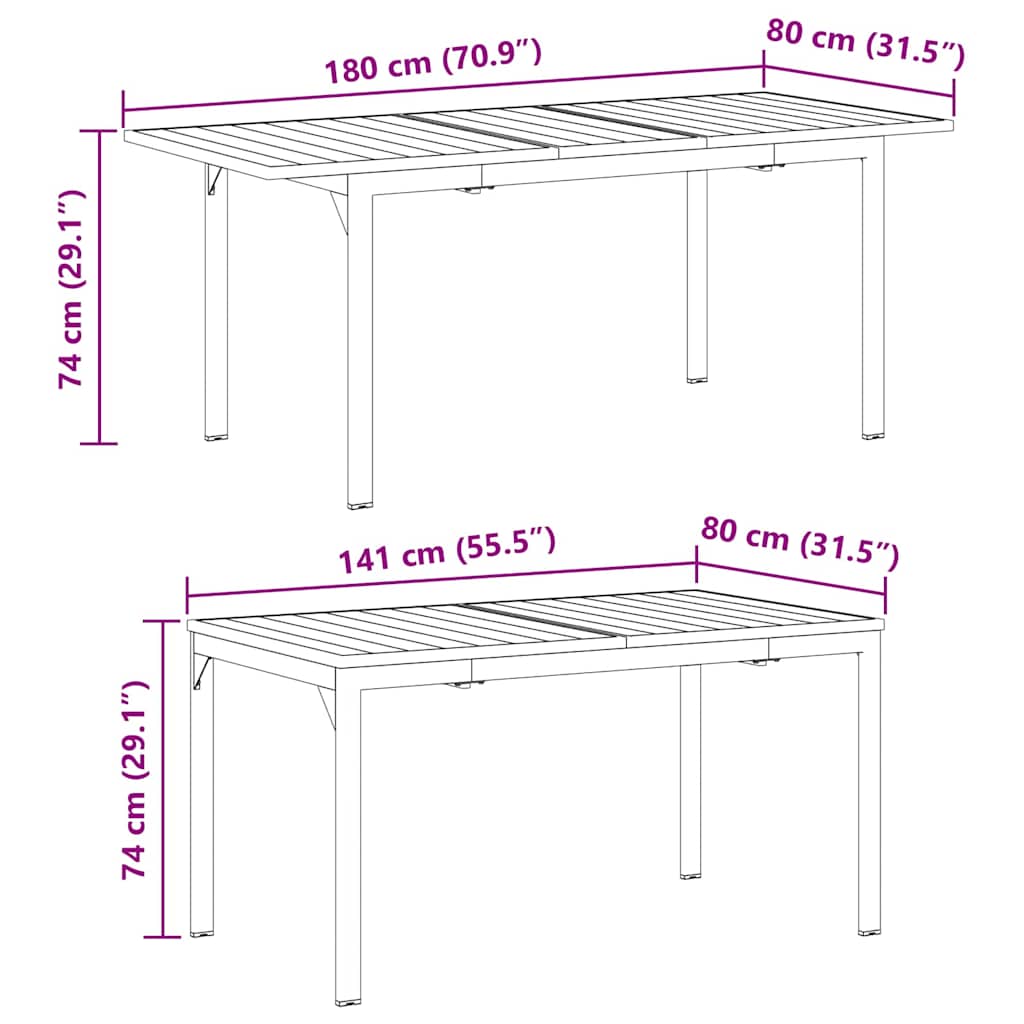 vidaXL Garten Essgruppe 7 pcs Anthrazit Pulverbeschichteter Stahl
