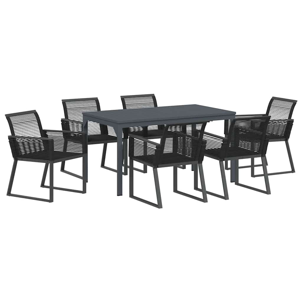 vidaXL Garten Essgruppe 7 pcs Schwarz Poly-Rattan