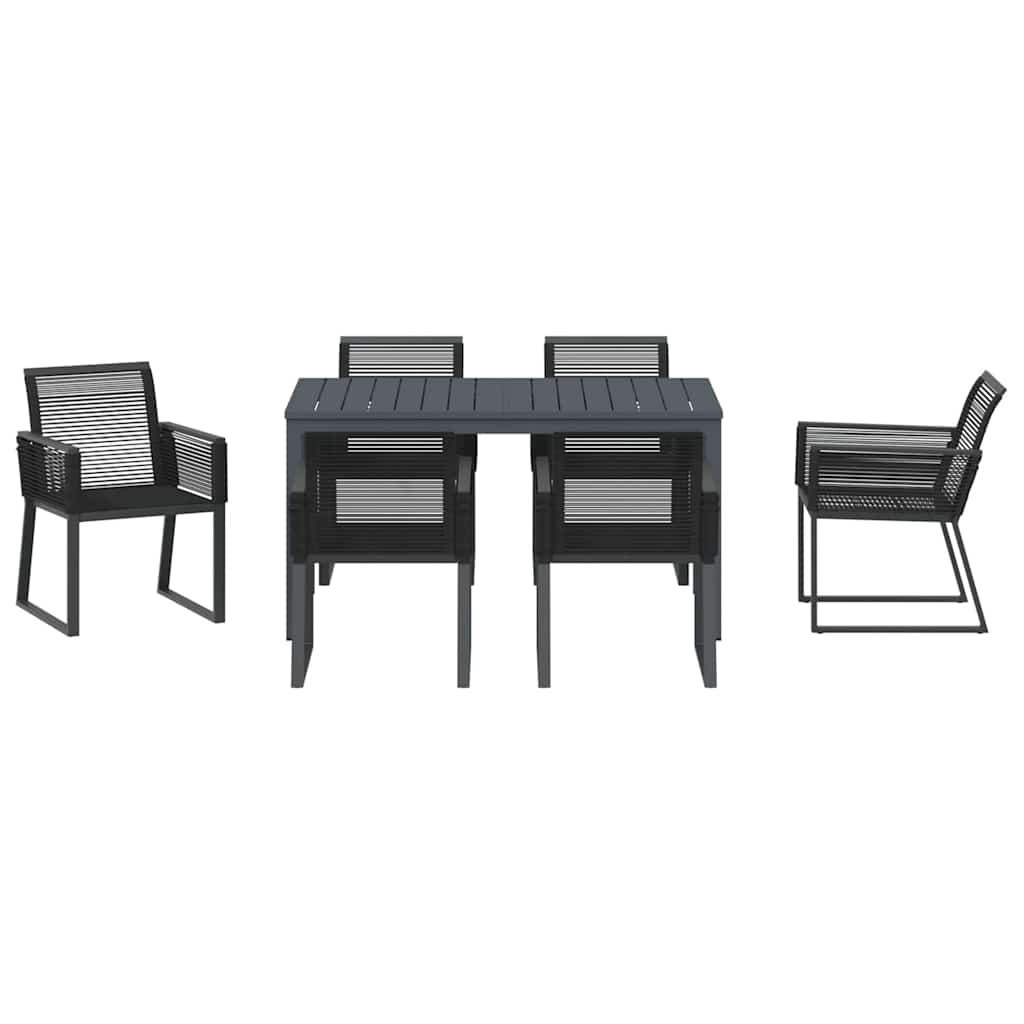 vidaXL Garten Essgruppe 7 pcs Schwarz Poly-Rattan