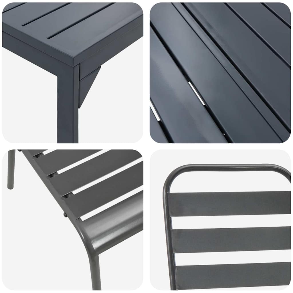 vidaXL Garten Essgruppe 9 pcs Anthrazit Pulverbeschichteter Stahl