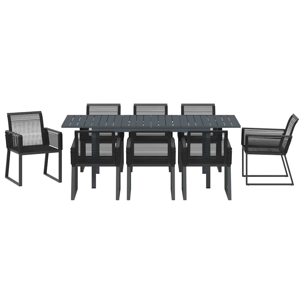 vidaXL Garten Essgruppe 9 pcs Schwarz Poly-Rattan