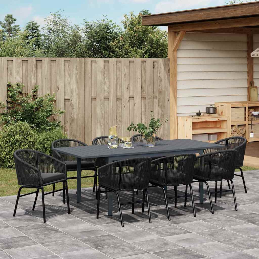 vidaXL Garten Essgruppe 9 pcs Schwarz Poly-Rattan