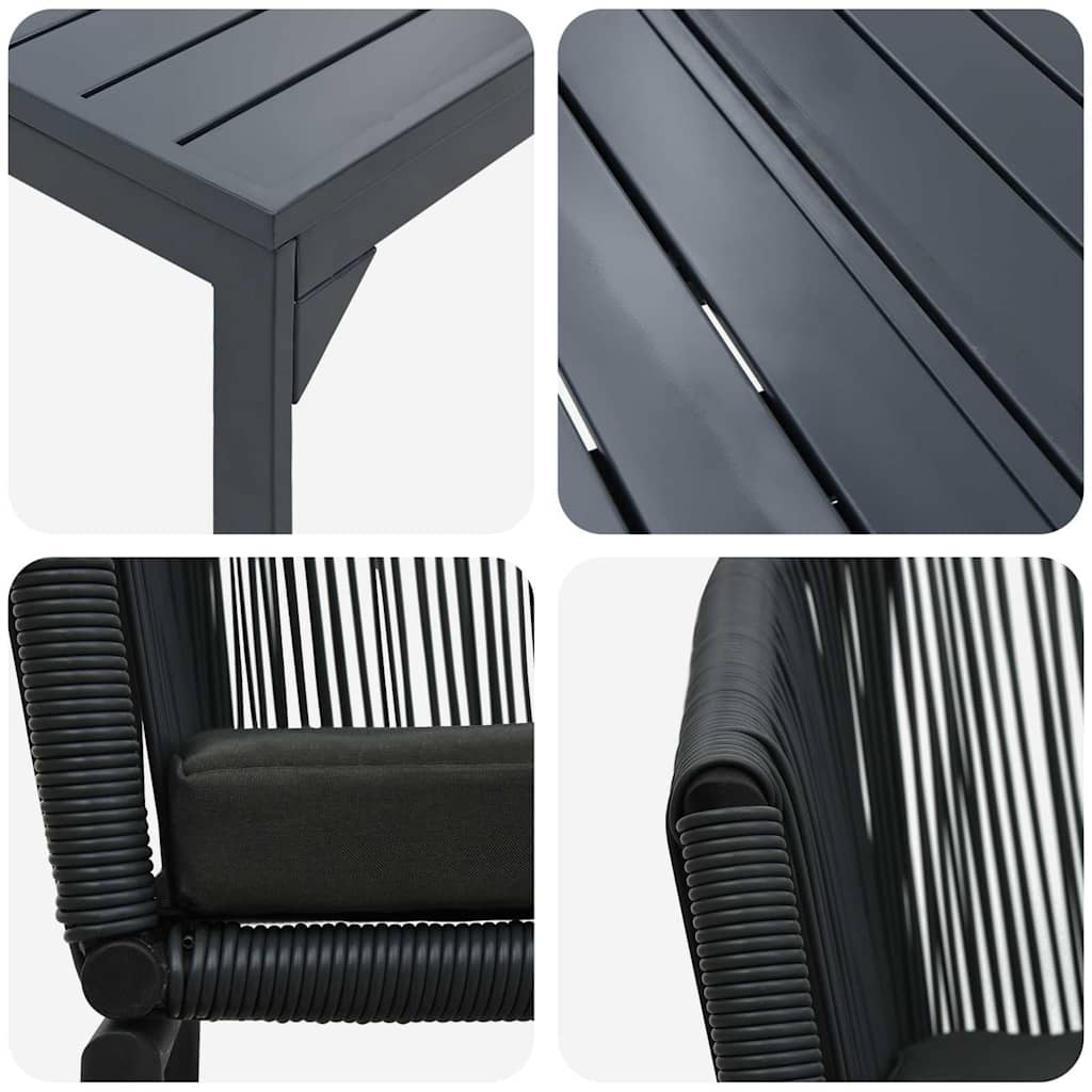 vidaXL Garten Essgruppe 9 pcs Schwarz Poly-Rattan