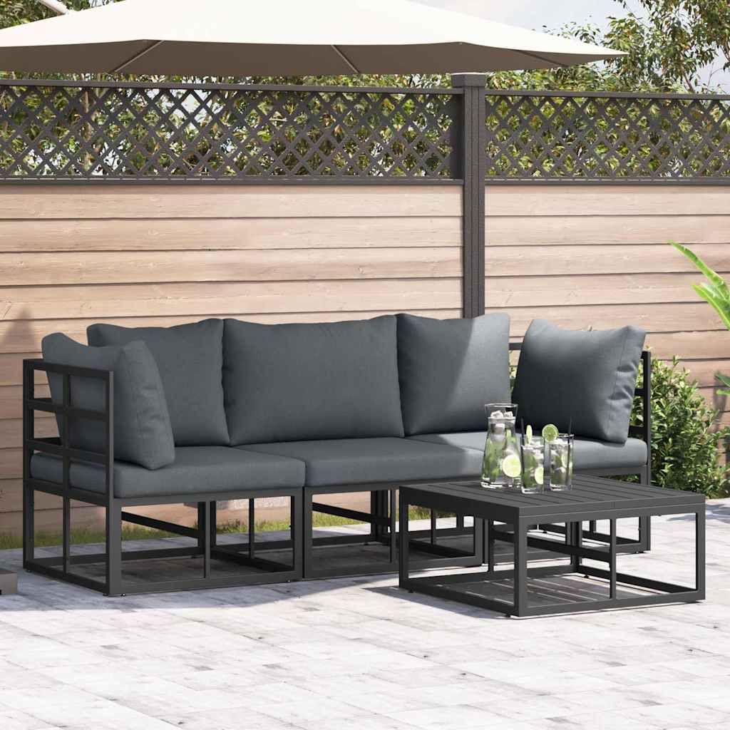 vidaXL Gartensofa-set 4 pcs Schwarz Metall