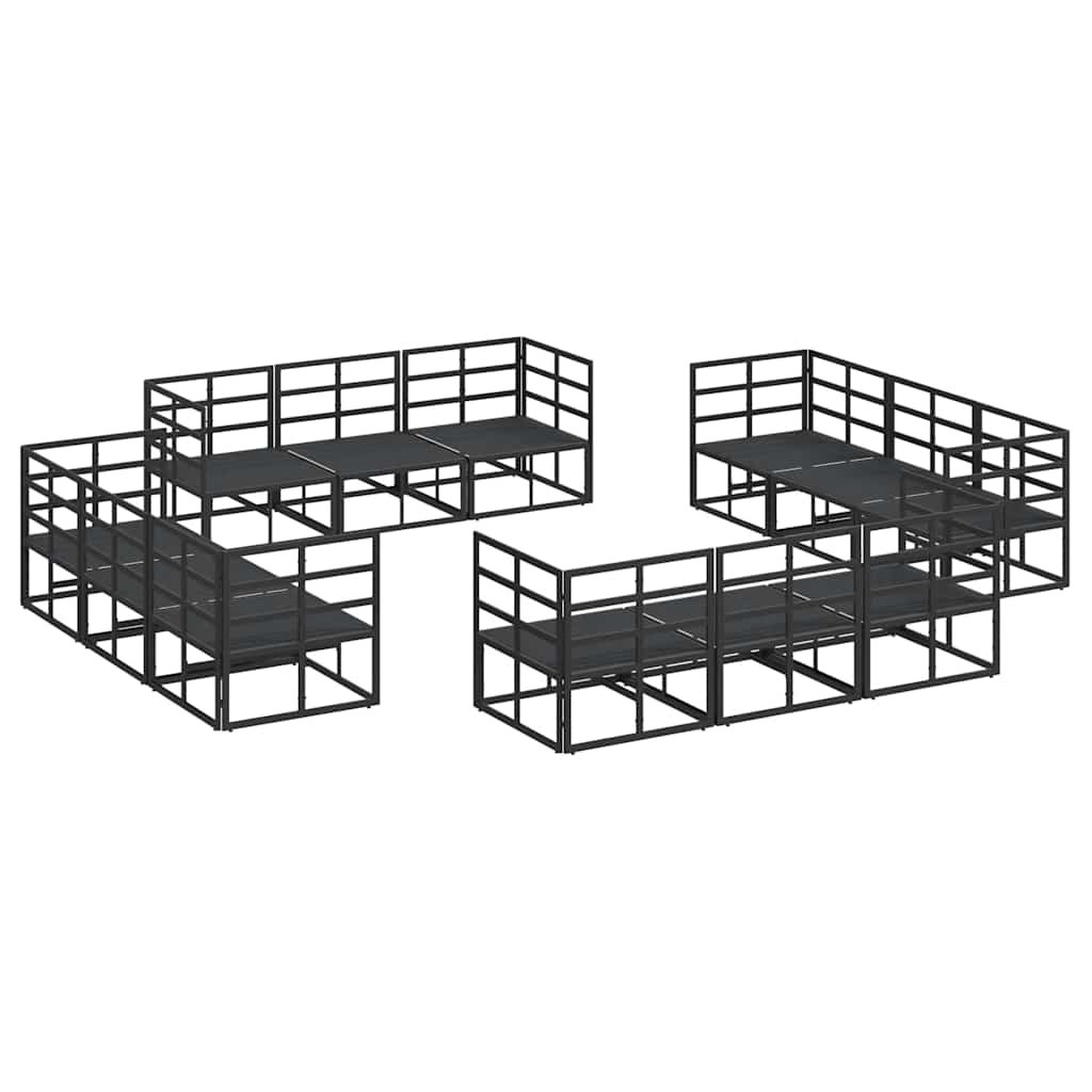 vidaXL Gartensofa-set 12 pcs Schwarz Metall