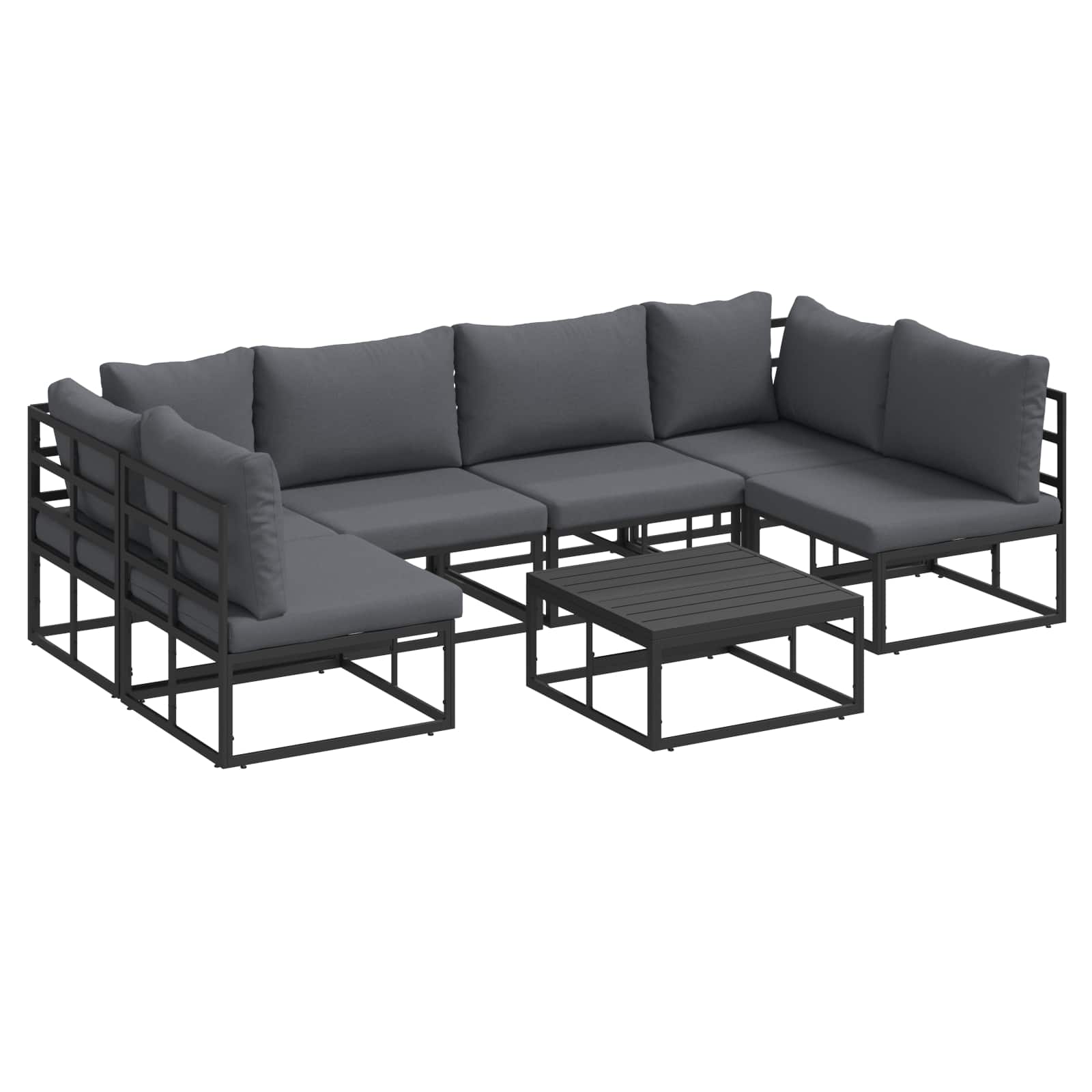 vidaXL Gartensofa-set mit Kissen 6 pcs Schwarz Aluminium