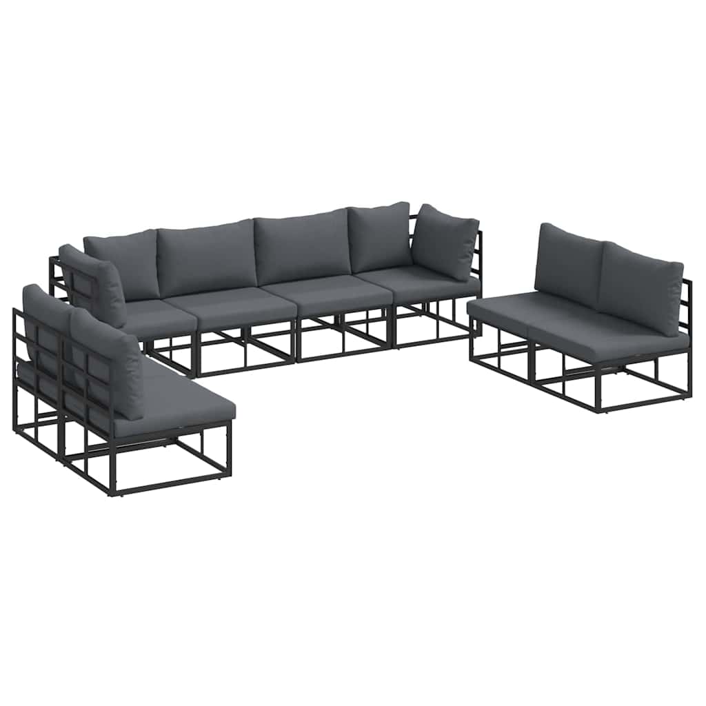 vidaXL Gartensofa-set mit Kissen 8 pcs Schwarz Aluminium