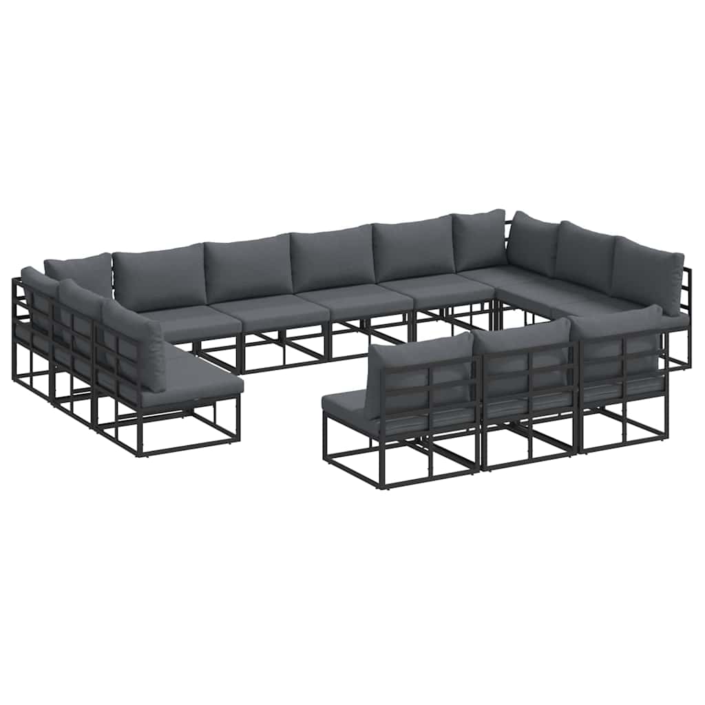 vidaXL Gartensofa-set mit Kissen 13 pcs Schwarz Aluminium