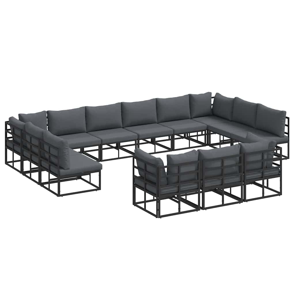vidaXL Gartensofa-set mit Kissen 13 pcs Schwarz Aluminium