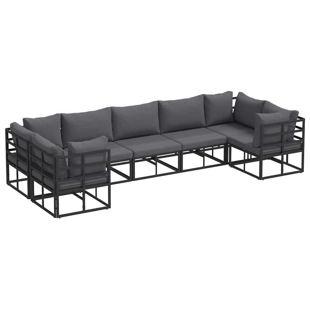 vidaXL Gartensofa-set mit Kissen 7 pcs Schwarz Aluminium