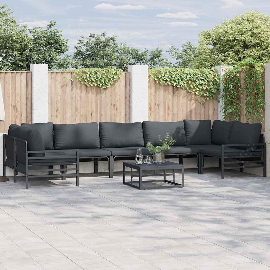 vidaXL Gartensofa-set mit Kissen 7 pcs Schwarz Stahl