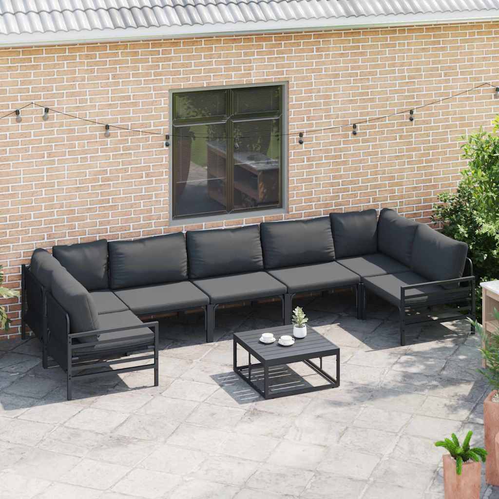 vidaXL Gartensofa-set mit Kissen 7 pcs Schwarz Stahl