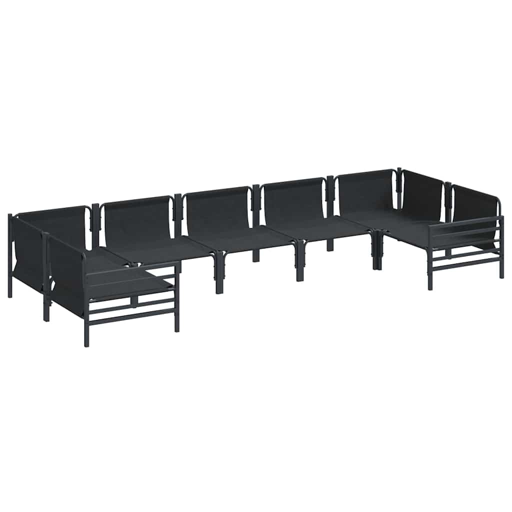 vidaXL Gartensofa-set mit Kissen 7 pcs Schwarz Stahl