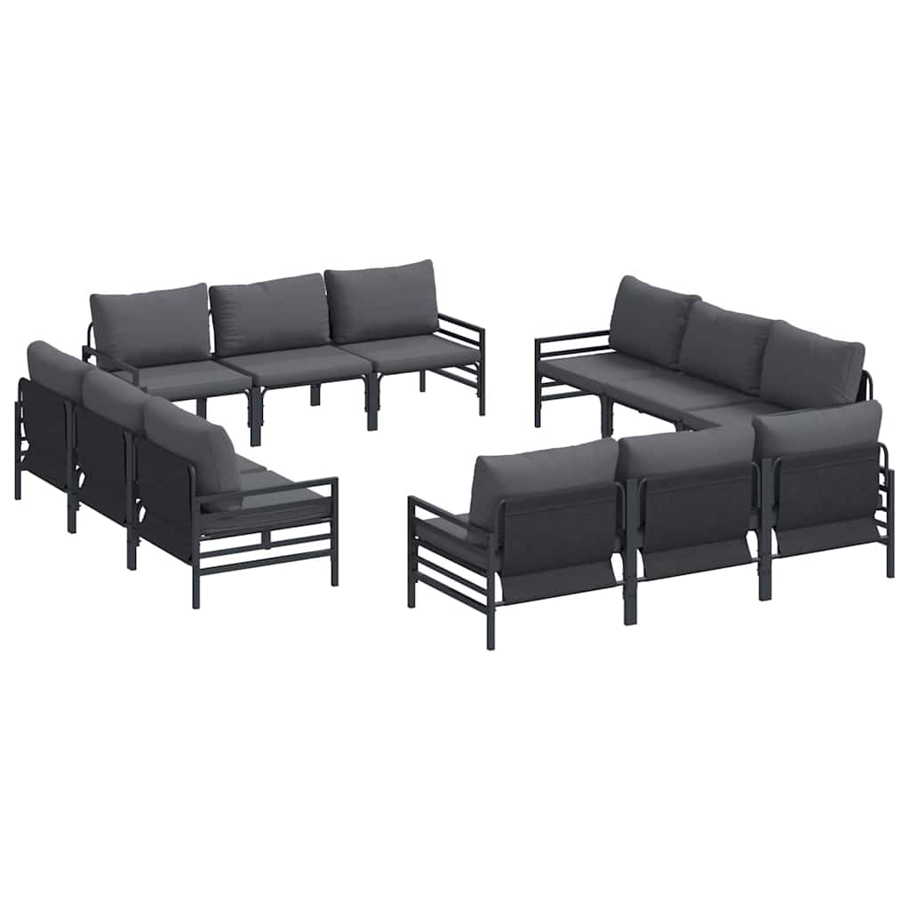 vidaXL Gartensofa-set mit Kissen 12 pcs Schwarz Stahl