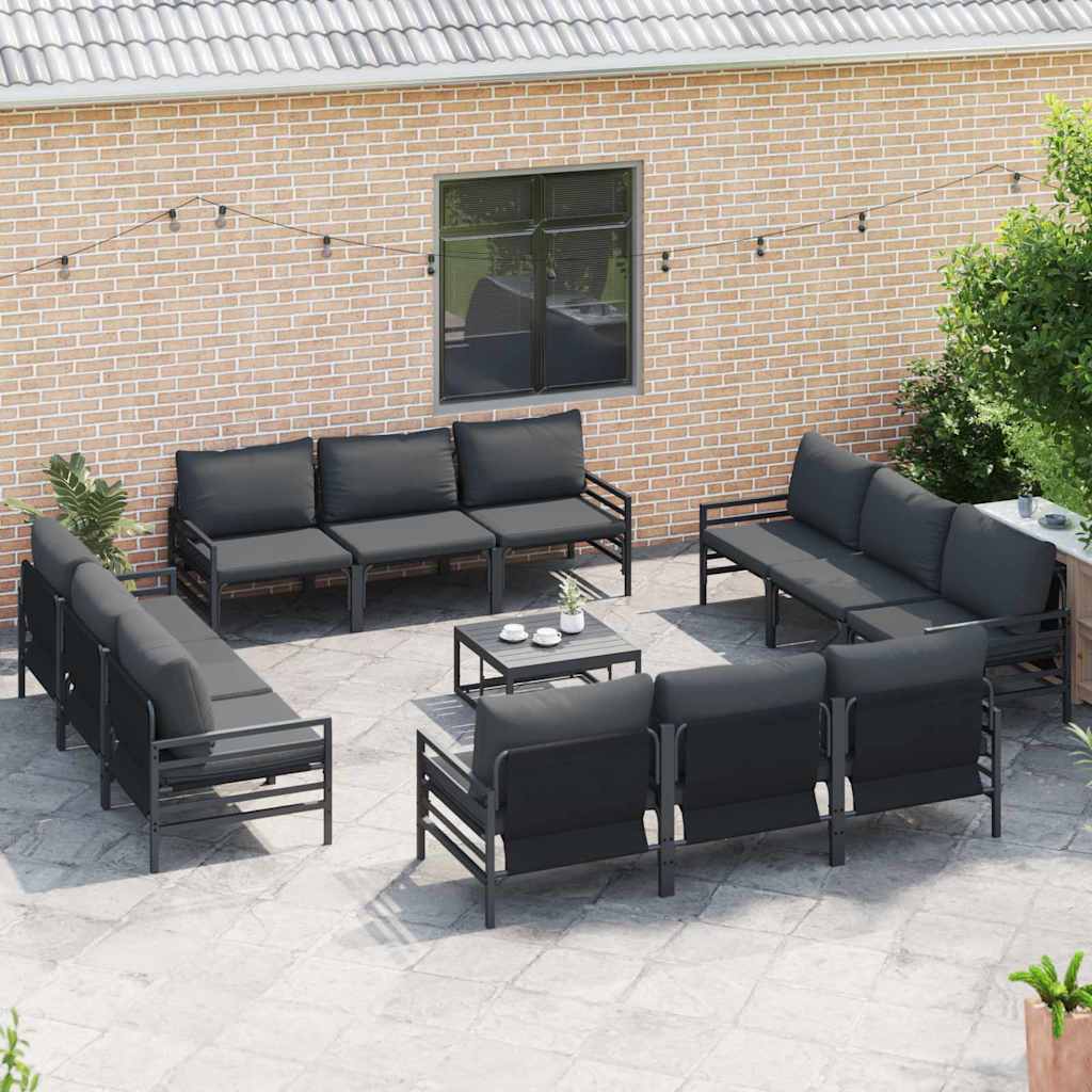 vidaXL Gartensofa-set mit Kissen 12 pcs Schwarz Stahl