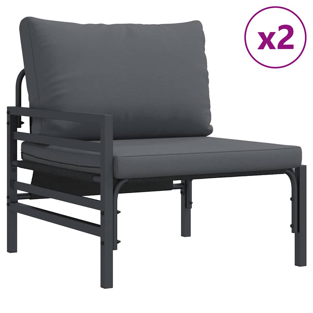 vidaXL Gartensofa-set mit Kissen 5 pcs Schwarz Stahl