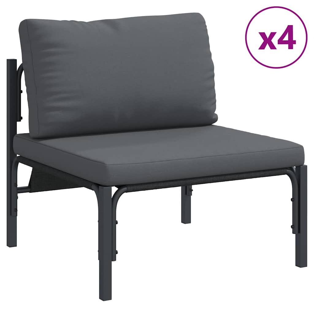vidaXL Gartensofa-set mit Kissen 6 pcs Schwarz Stahl