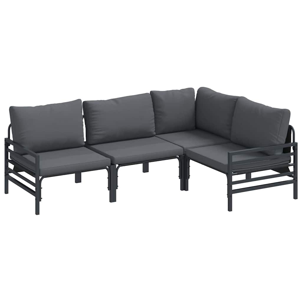 vidaXL Garten-Sofa-Set mit Kissen 4 pcs Anthrazit Stahl