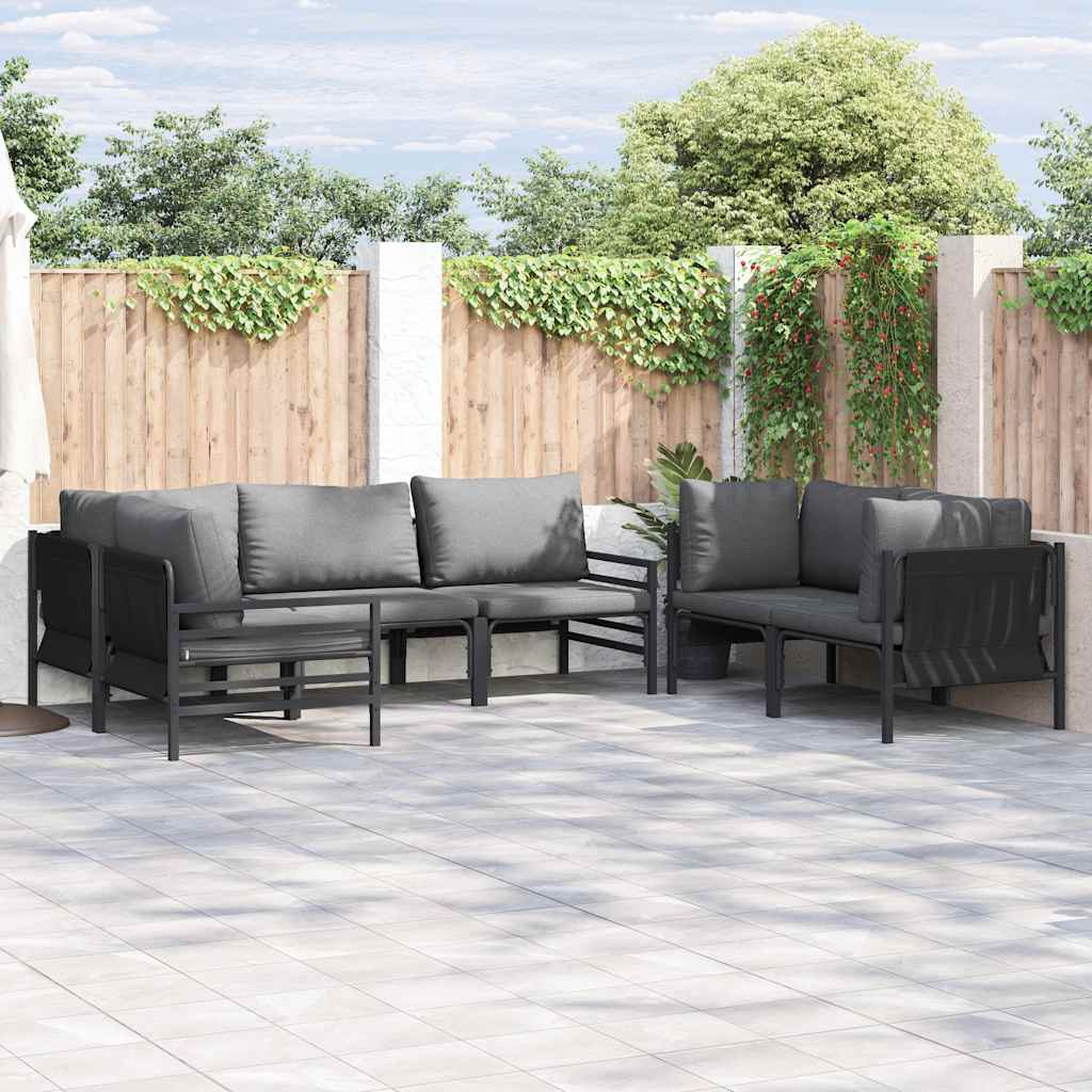 vidaXL Garten-Sofa-Set mit Kissen 4 pcs Anthrazit Stahl