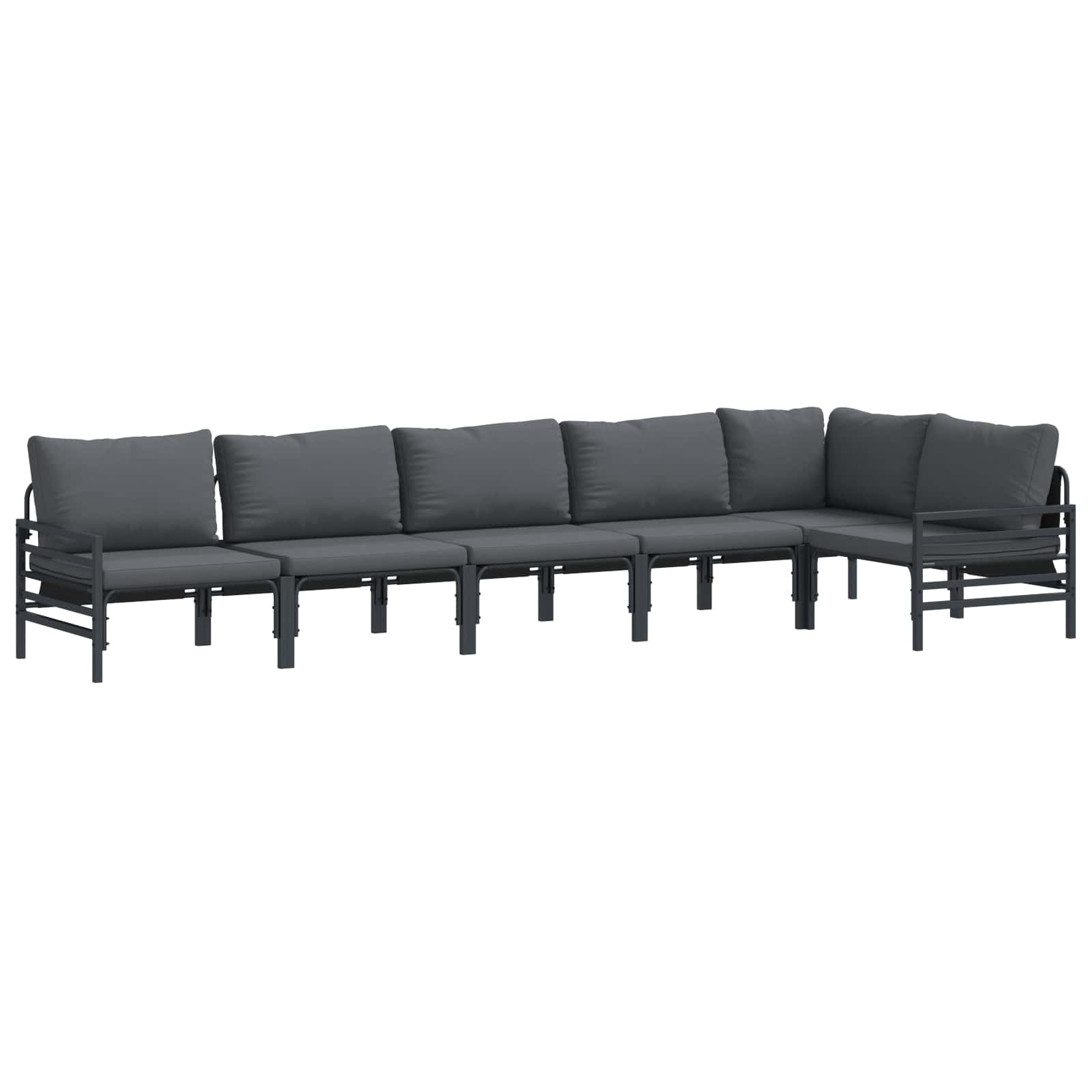 vidaXL Gartensofa-set mit Kissen 6 pcs Schwarz Stahl