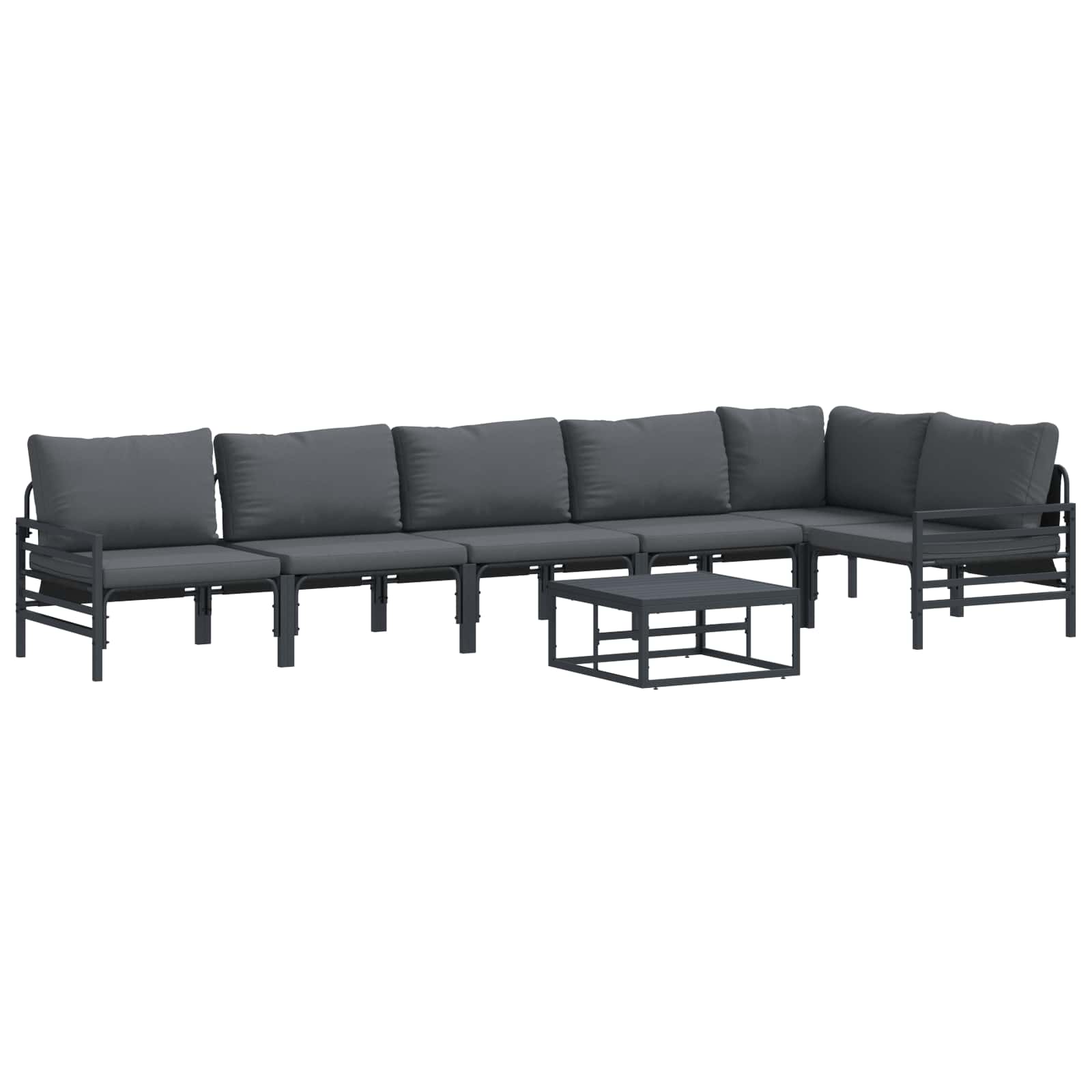 vidaXL Gartensofa-set mit Kissen 6 pcs Schwarz Stahl