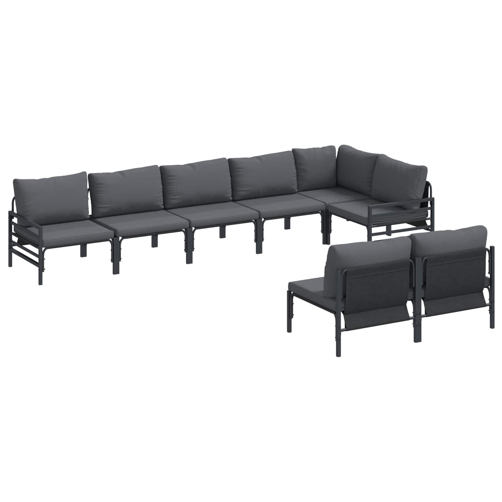 vidaXL Garten-Sofa-Set mit Kissen 8 pcs Anthrazit Stahl
