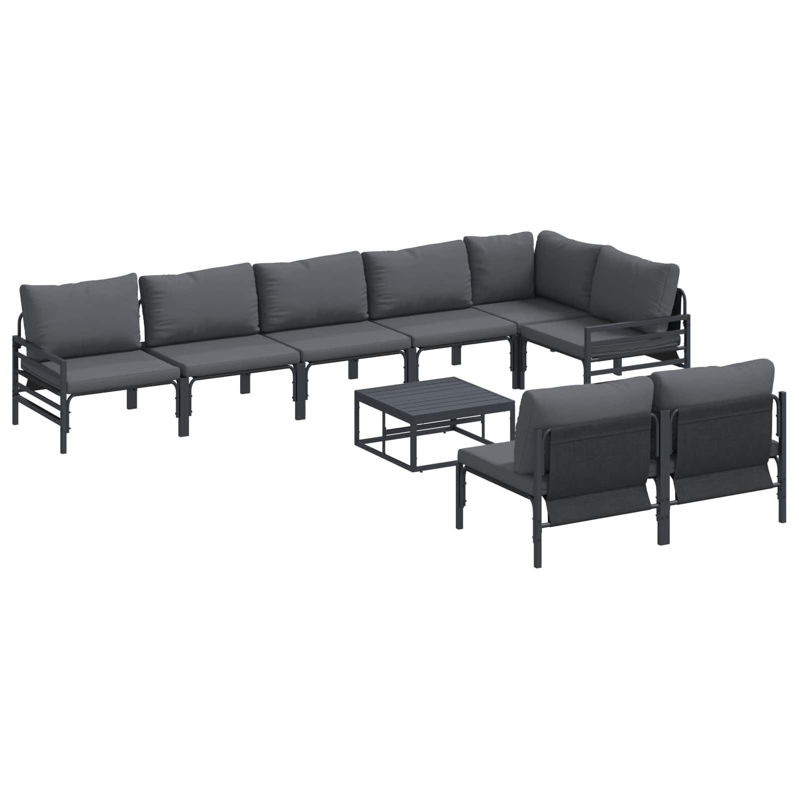 vidaXL Garten-Sofa-Set mit Kissen 8 pcs Anthrazit Stahl