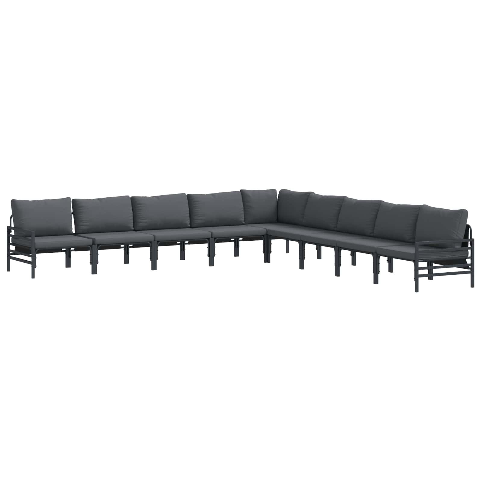 vidaXL Gartensofa-set mit Kissen 9 pcs Schwarz Stahl