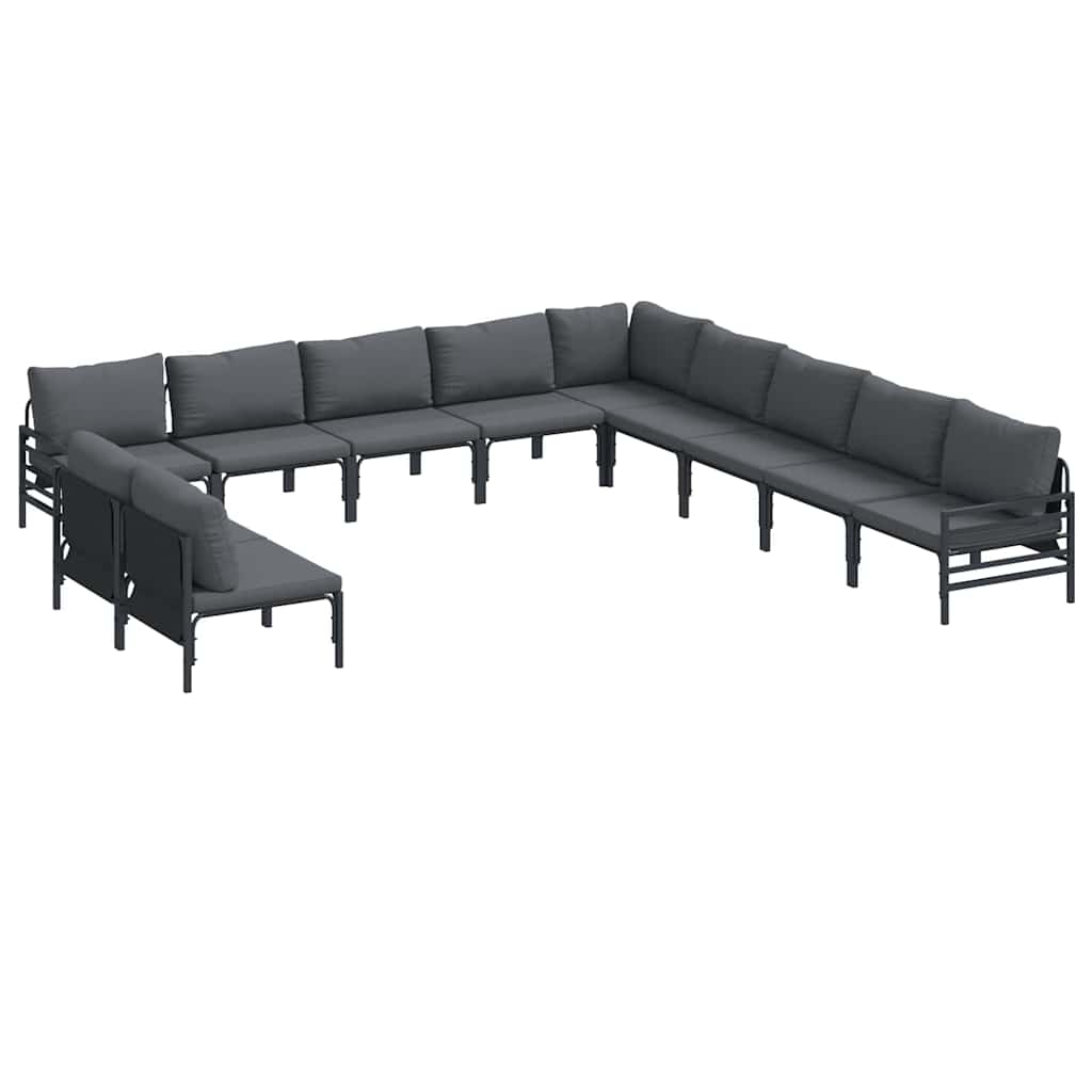 vidaXL Gartensofa-set mit Kissen 11 pcs Schwarz Stahl