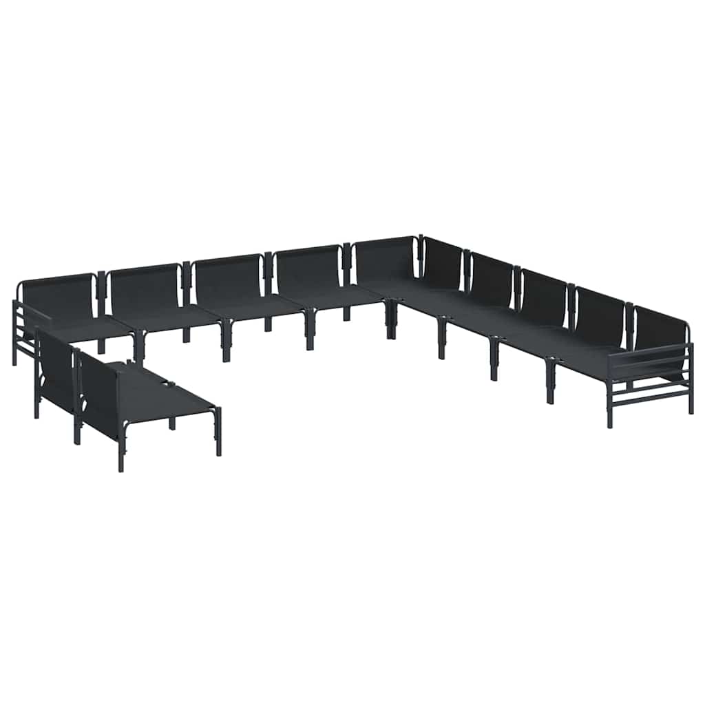 vidaXL Gartensofa-set mit Kissen 11 pcs Schwarz Stahl