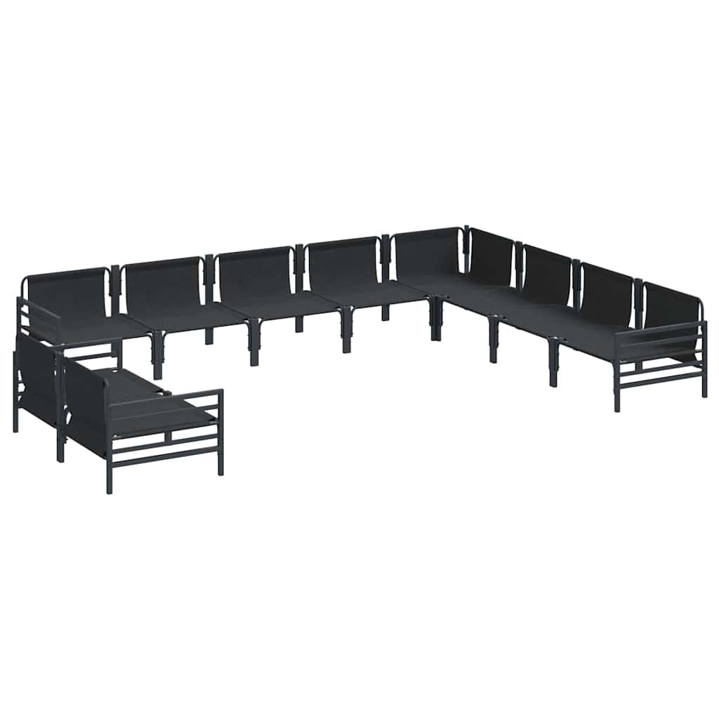 vidaXL Gartensofa-set mit Kissen 10 pcs Schwarz Stahl