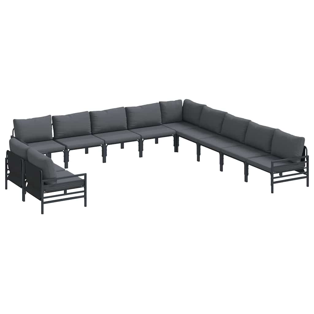 vidaXL Garten-Sofa-Set mit Kissen 11 pcs Anthrazit Stahl