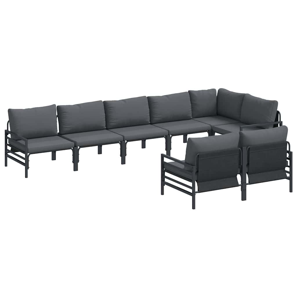 vidaXL Gartensofa-set mit Kissen 8 pcs Schwarz Stahl