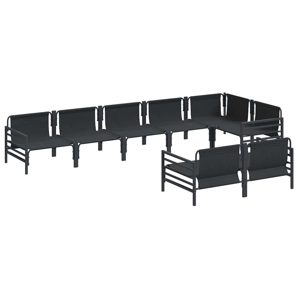 vidaXL Gartensofa-set mit Kissen 8 pcs Schwarz Stahl