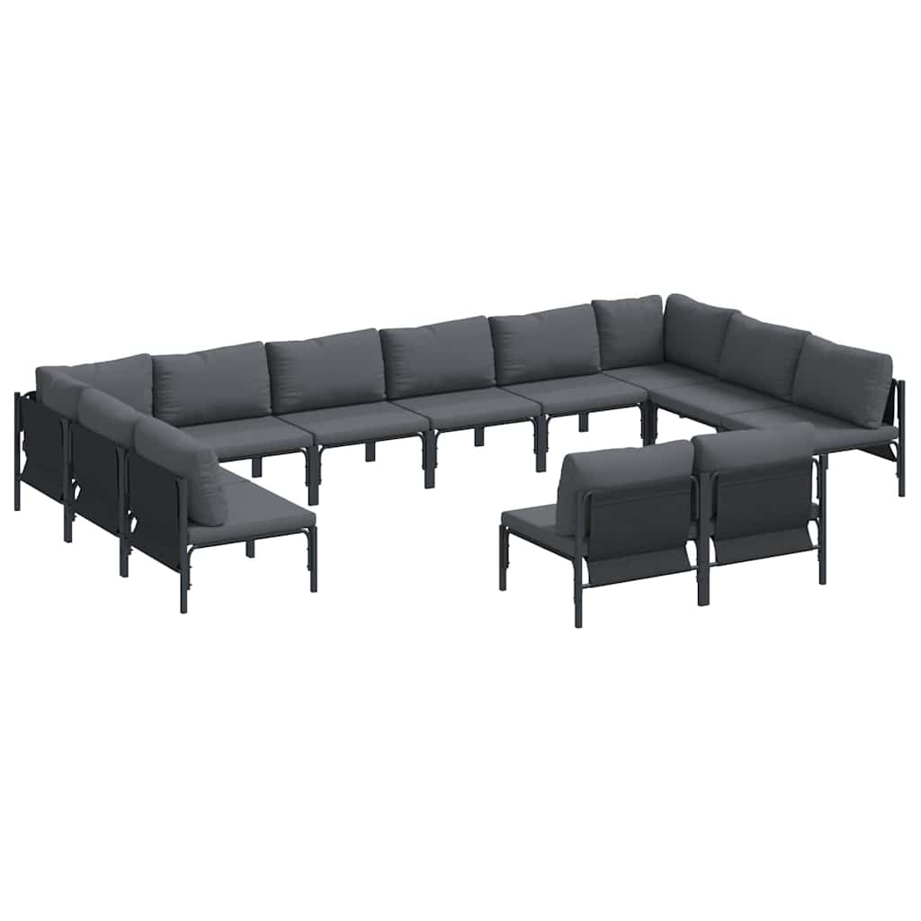 vidaXL Gartensofa-set mit Kissen 12 pcs Schwarz Stahl