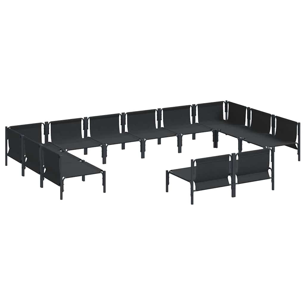 vidaXL Gartensofa-set mit Kissen 12 pcs Schwarz Stahl